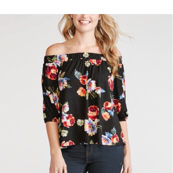 Loveappella Tops - Loveapella Floral Off Shoulder Top